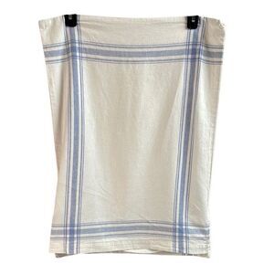 POTTERY BARN Linen Blend Pillow Cover Case Classic White Blue Plaid Standard SZ